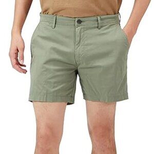 Amazon Essentials Men's Slim-Fit 5" Flat-Front Chino Shorts, Olive Green 32W EUC